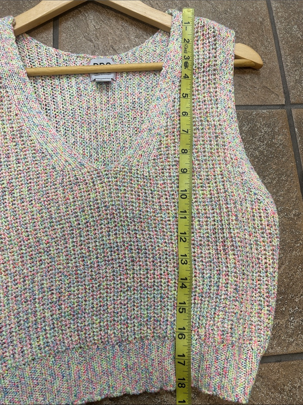 BDG y2K Neon Knit Cropped Multicolor Knit V-Neck Tank - Picture 7 of 8